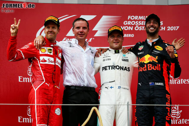Zweiter Sieg für Valtteri Bottas nach Sotschi, noch 15 Punkte Rückstand auf Lewis Hamilton in der WM: Österreich ist für den Finnen eine Reise wert. Daniel Ricciardo steht zum fünften Mal hintereinander auf dem Podium. In der Europa-Saison hat er gleich viele Punkte gesammelt wie WM-Leader Sebastian Vettel. Zweiter Sieg für Valtteri Bottas nach Sotschi, noch 15 Punkte Rückstand auf Lewis Hamilton in der WM: Österreich ist für den Finnen eine Reise wert. Daniel Ricciardo steht zum fünften Mal hintereinander auf dem Podium. In der Europa-Saison hat er gleich viele Punkte gesammelt wie WM-Leader Sebastian Vettel.