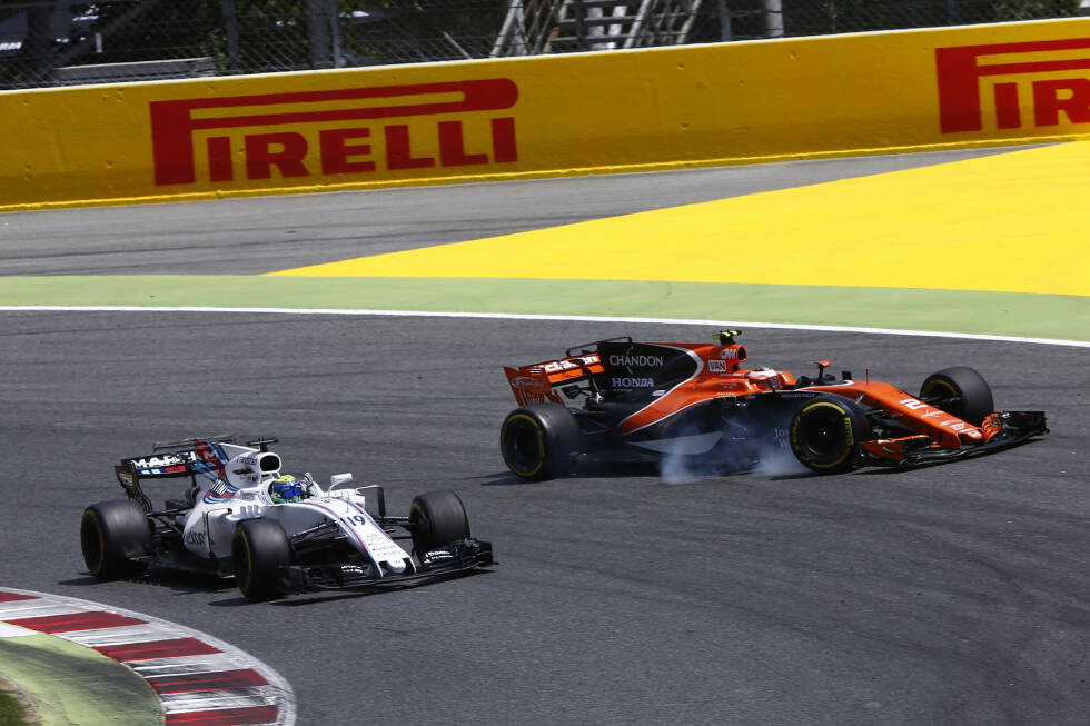Foto zur News: Massa, der McLaren-Magnet: Nach Alonso gerät er auch noch mit Stoffel Vandoorne aneinander, was den Belgier das Rennen kostet. Später gibt Vandoorne den Fehler zu: Massa sei am Beginn der Geraden noch so weit weg gewesen, dass er in Kurve 1 nicht mit ihm gerechnet habe. Ein &quot;Kompliment&quot; an den Honda-Motor.