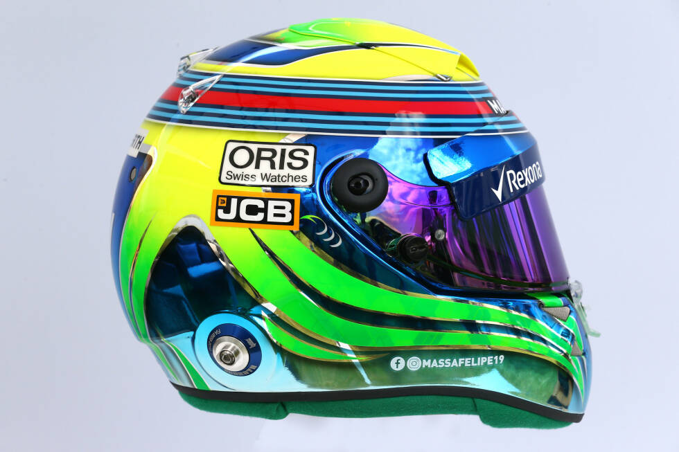 Foto zur News: Felipe Massa (#19, Williams): Wer hätte gedacht, dass wir diese Farben 2017 doch noch in der Formel 1 sehen? Der Brasilianer bleibt sich farblich treu.