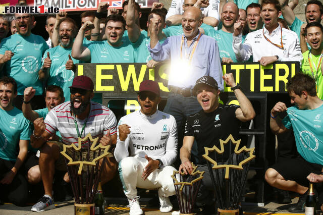 Foto zur News: Mercedes schlägt zurück: Nach dem (Set-up-bedingten) Durchhänger in Monaco feiern Lewis Hamilton und Valtteri Bottas ihren ersten Doppelsieg als Teamkollegen. Für Hamilton ist es der sechste Triumph in Montreal, zehn Jahre nach seinem Debütsieg an gleicher Stelle. Und Bottas steht beim fünften Start zum dritten Mal auf dem Podium.
