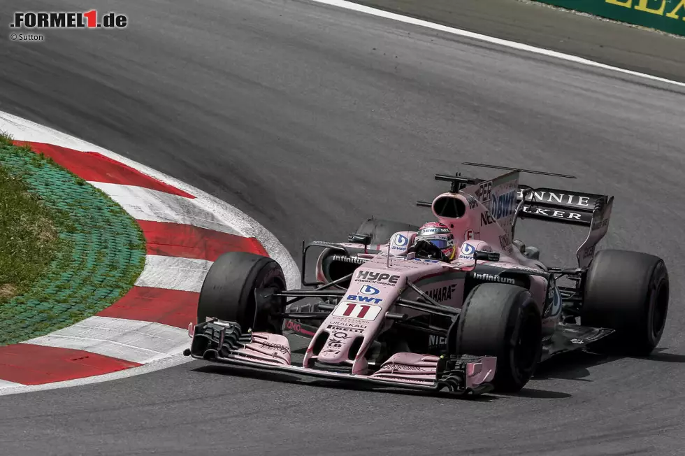 Diese Leistung bestätigen 2017 Sergio Perez und Esteban Ocon auch mit dem Nachfolgemodell VJM10. Foto zur News: Diese Leistung bestätigen 2017 Sergio Perez und Esteban Ocon auch mit dem Nachfolgemodell VJM10.