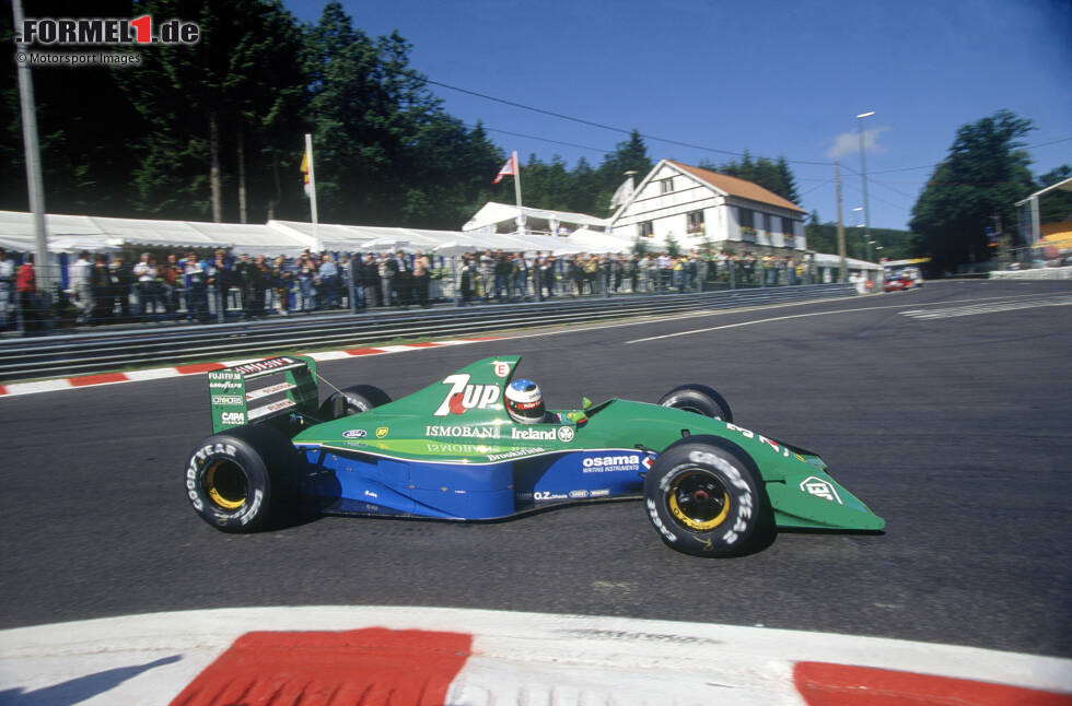 Das Team aus Silverstone, das heute Aston Martin heißt, begann 1991 unter dem Namen Jordan. Im Modell 191 fährt Michael Schumacher in Spa sein erstes Formel-1-Rennen. Das Team aus Silverstone, das heute Aston Martin heißt, begann 1991 unter dem Namen Jordan. Im Modell 191 fährt Michael Schumacher in Spa sein erstes Formel-1-Rennen.