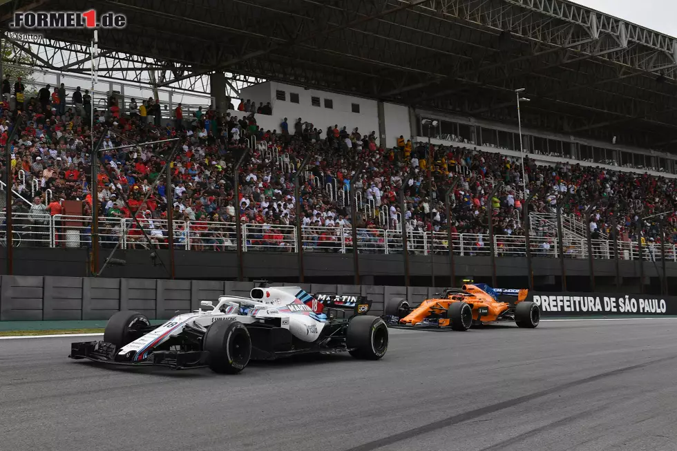 Foto zur News: Lance Stroll (5): Wer gegen Sirotkin untergeht, darf (bestenfalls) mit einer Fünf rechnen. Stroll führte die vielen blauen Flaggen als Grund für seinen schlechten Rennrhythmus an. Aber das Problem hatten andere auch.