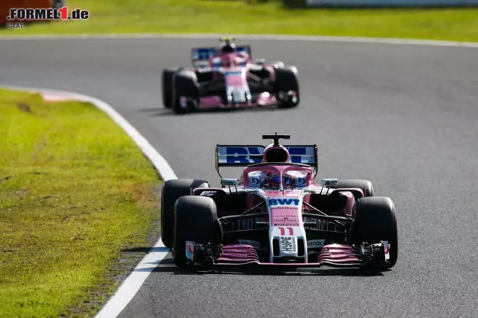 Foto zur News: Sergio Perez (2): &quot;Best of the Rest&quot; zu sein, ist immer eine Leistung - auch wenn Force India in Suzuka vermutlich das beste der Mittelfeld-Autos hatte. Gegen Grosjean die Position zu gewinnen, war clever gemacht. Mehr war nicht drin.