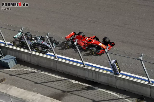 Russland: Mercedes wieder viel zu schnell und Vettel schuldlos daran, dass Teamorder-Sieger Hamilton ihn im Rennen - trotz grenzwertigem Verteidigungsmanöver - nach einem Taktikfehler wieder überholt. Platz drei ist das Maximum. Realer Punktestand: 256:306. Fehlerbereinigt: 344:275. Foto zur News: Russland: Mercedes wieder viel zu schnell und Vettel schuldlos daran, dass Teamorder-Sieger Hamilton ihn im Rennen - trotz grenzwertigem Verteidigungsmanöver - nach einem Taktikfehler wieder überholt. Platz drei ist das Maximum. Realer Punktestand: 256:306. Fehlerbereinigt: 344:275.