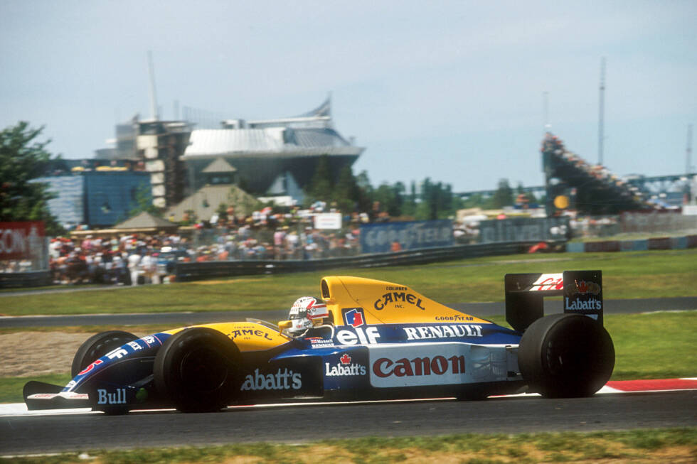 Foto zur News: 1. Nigel Mansell (Williams), Kanada 1991 In der letzten Runde musste Mansell in Kanada aufgeben. In der Haarnadelkurve des Circuit Gilles Villeneuve kam der Williams-Renault zum Stehen. Über den Grund gibt es verschiedene Theorien: Mansell sagte, dass er nicht mehr aus dem neutralen Gang herauskam. Andere sagen, dass er die Drehzahl bei
