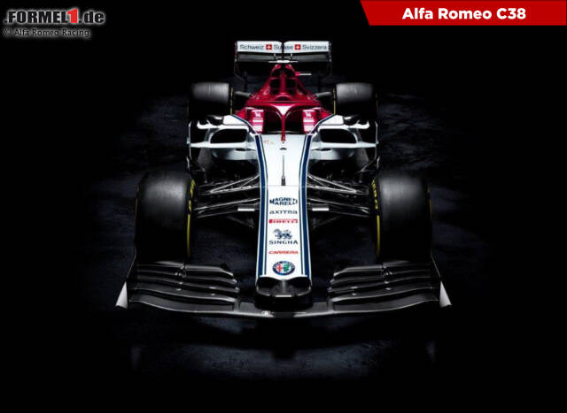 Foto zur News: Alfa Romeo bleibt den Farben des Vorjahres auch beim neuen C38 treu. Jetzt durch die Bilder des neuen Boliden von Kimi Räikkönen mit der offiziellen Lackierung klicken!
