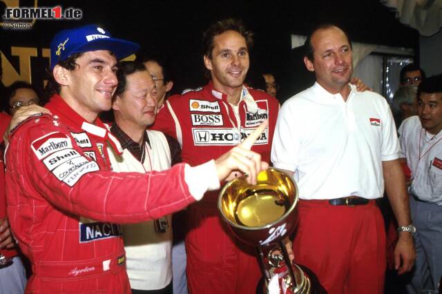 Foto zur News: Platz 9: 1991 - Gerhard Berger (44,79 Prozent der Punkte von Ayrton Senna) - Klare Verhältnisse bei McLaren in Sennas letzter Meistersaison. Der Brasilianer gewinnt sieben der 16 Saisonrennen, Berger nur ein einziges - und das auch nur, weil Senna ihm beim vorletzten Rennen in Japan den Sieg überlässt.