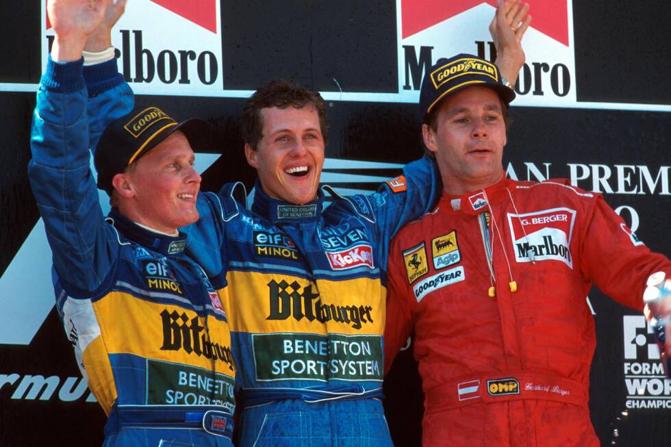Foto zur News: Platz 8: 1995 - Johnny Herbert (44,12 Prozent der Punkte von Michael Schumacher) - Das nächste &quot;Opfer&quot; des Rekordchampions. Herbert holt in seiner ersten (und einzigen) kompletten Benetton-Saison zwar immerhin zwei Siege. &quot;Schumi&quot; gewinnt im B195 mit neun Erfolgen aber mehr als die Hälfte aller Saisonrennen!