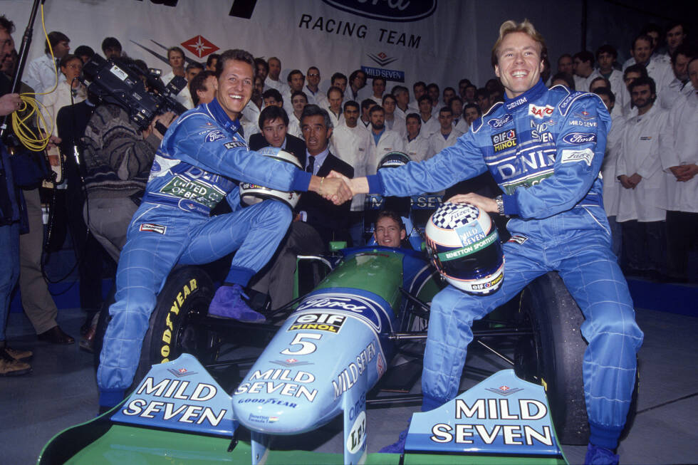 Foto zur News: Platz 1: 1994 - Jos Verstappen/JJ Lehto/Johnny Herbert (11,96 Prozent der Punkte von Michael Schumacher) - &quot;Schumi&quot; zum Dritten in unserer Liste! Drei Teamkollegen hat er im Laufe des Jahres 1994, doch keiner davon sieht im Benetton B194 Land gegen Schumacher, der am Ende des Jahres zum ersten Mal Weltmeister wird.