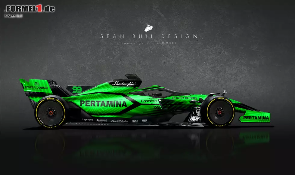 Lamborghini ist ein Sportwagenhersteller des Volkswagen-Konzerns, der immer wieder mit der Formel 1 in Verbindung gebracht wird. Sean Bull stellt sich einen Grand-Prix-Lambo 2021 so vor. Foto zur News: Lamborghini ist ein Sportwagenhersteller des Volkswagen-Konzerns, der immer wieder mit der Formel 1 in Verbindung gebracht wird. Sean Bull stellt sich einen Grand-Prix-Lambo 2021 so vor.