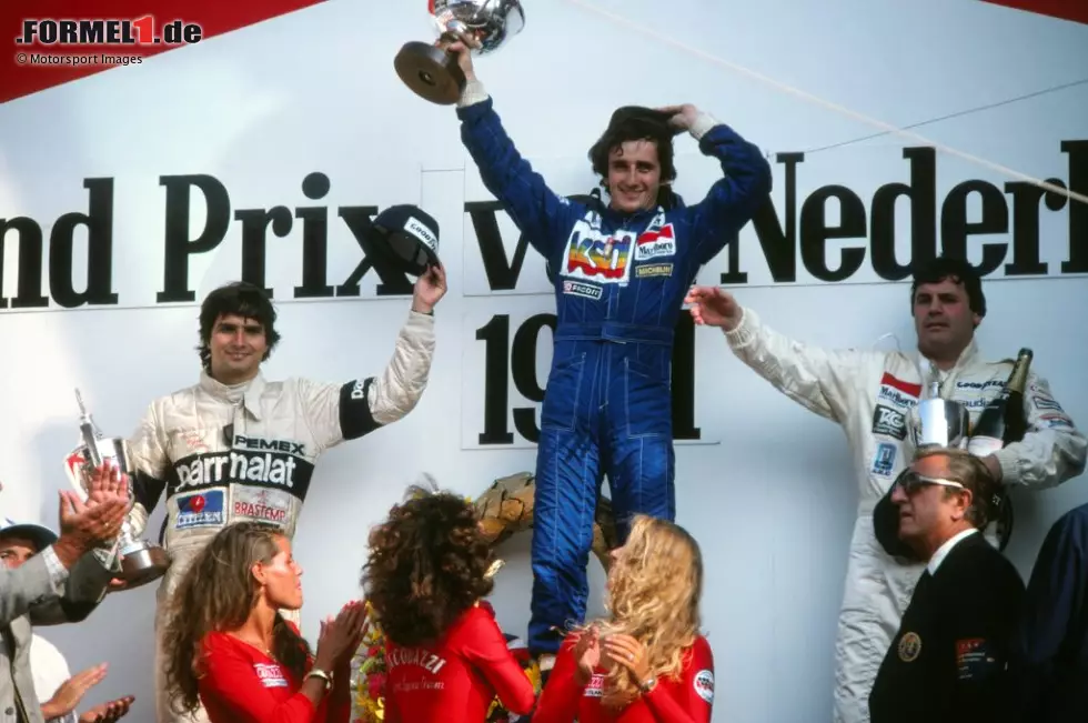 Anfang der 80er-Jahre dominieren die Franzosen in Zandvoort und holen vier Siege in Folge. 1981 feiert Alain Prost seinen erst zweiten Formel-1-Sieg, 1982 Didier Pironi seinen letzten. Auch für Rene Arnoux ist es 1983 der letzte Erfolg, bevor sich 1984 noch einmal Alain Prost in die Siegerliste einträgt. Foto zur News: Anfang der 80er-Jahre dominieren die Franzosen in Zandvoort und holen vier Siege in Folge. 1981 feiert Alain Prost seinen erst zweiten Formel-1-Sieg, 1982 Didier Pironi seinen letzten. Auch für Rene Arnoux ist es 1983 der letzte Erfolg, bevor sich 1984 noch einmal Alain Prost in die Siegerliste einträgt.