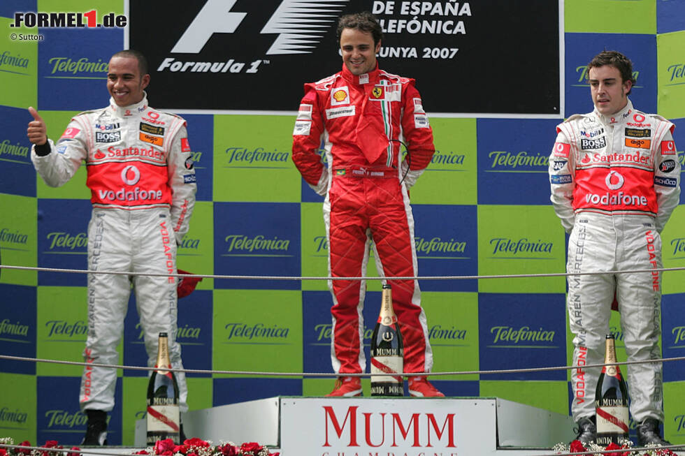 Foto zur News: #10: Spanien 2007 - Felipe Massa, Lewis Hamilton, Fernando Alonso (Durchschnittsalter: 24 Jahre, 8 Monate, 24 Tage)