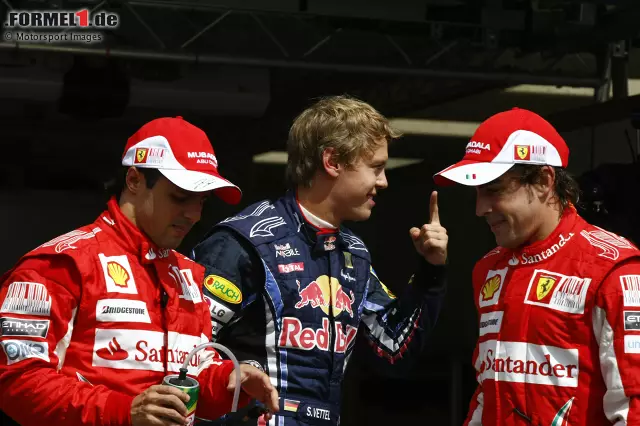 2. Deutschland 2010, Sebastian Vettel vor Fernando Alonso - 0,002 Sekunden: Beim Heimspiel in Hockenheim kann Vettel seinen WM-Rivalen Alonso hauchdünn besiegen. Das Rennen gewinnt jedoch der Spanier - allerdings umstritten. "Fernando is faster than you", hört Felipe Massa am Funk. Stallorder ist damals verboten. Foto zur News: 2. Deutschland 2010, Sebastian Vettel vor Fernando Alonso - 0,002 Sekunden: Beim Heimspiel in Hockenheim kann Vettel seinen WM-Rivalen Alonso hauchdünn besiegen. Das Rennen gewinnt jedoch der Spanier - allerdings umstritten. "Fernando is faster than you", hört Felipe Massa am Funk. Stallorder ist damals verboten.