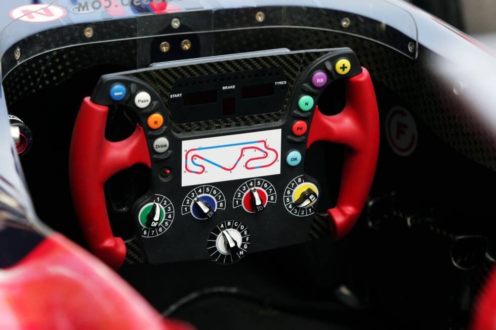 Foto zur News: Der Übersichtlichkeit halber färben die Teams die Knöpfe unterschiedlich ein, damit sich der Fahrer auf der Strecke leichter tut. Alles muss gut einstudiert sein, damit die Handgriffe ganz natürlich erfolgen können, wie hier beim Toro Rosso STR01 von 2006.