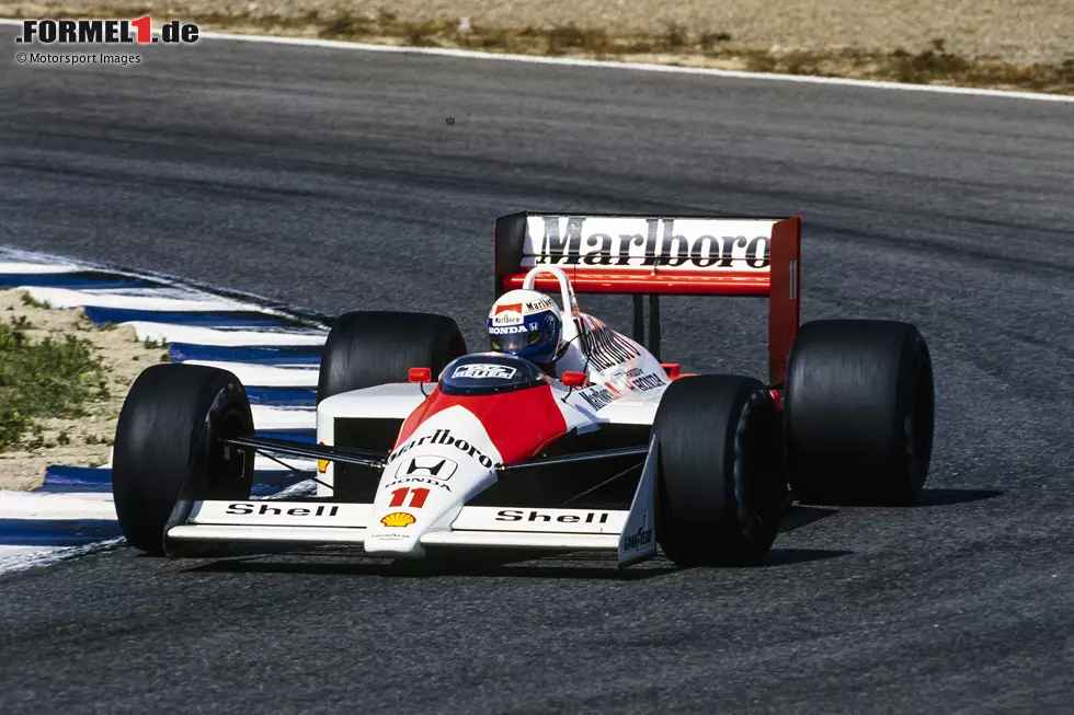 Auch in Jerez spielt die Benzinanzeige bei Senna verrückt und nimmt ihn raus aus der Entscheidung. Prost hat leichtes Spiel und gewinnt. Foto zur News: Auch in Jerez spielt die Benzinanzeige bei Senna verrückt und nimmt ihn raus aus der Entscheidung. Prost hat leichtes Spiel und gewinnt.