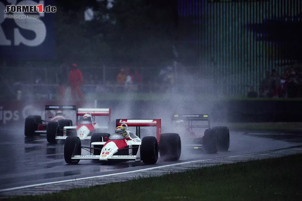 Im britischen Regen endet die McLaren-Serie: Senna siegt, doch Prost ist nach 24 Runden raus. Er gibt Leistungsverlust und Handlingprobleme als Ursache für seinen Ausfall an. Foto zur News: Im britischen Regen endet die McLaren-Serie: Senna siegt, doch Prost ist nach 24 Runden raus. Er gibt Leistungsverlust und Handlingprobleme als Ursache für seinen Ausfall an.