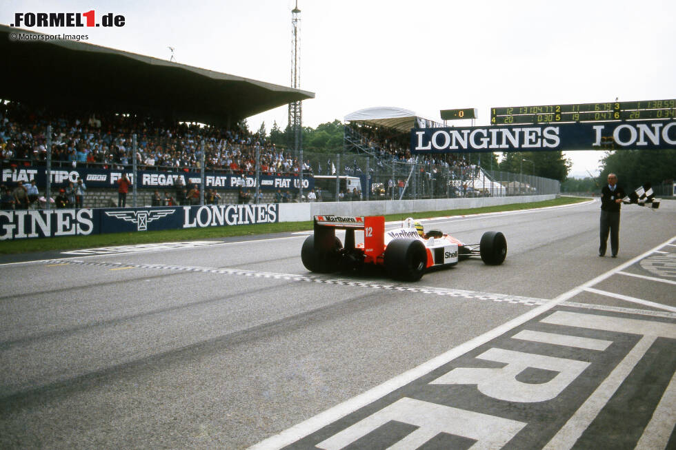 McLaren demonstriert erstmals seine ganze Stärke: In Imola überrunden Prost und Senna alle Konkurrenten und erzielten den ersten McLaren-Doppelsieg des Jahres. Senna gewinnt erstmals für sein neues Team. McLaren demonstriert erstmals seine ganze Stärke: In Imola überrunden Prost und Senna alle Konkurrenten und erzielten den ersten McLaren-Doppelsieg des Jahres. Senna gewinnt erstmals für sein neues Team.