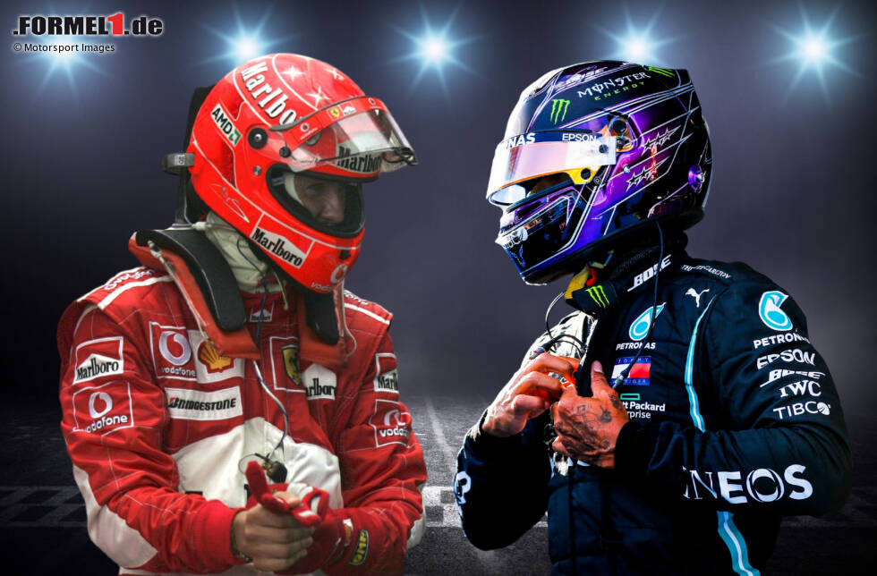 Foto zur News: 91 Formel-1-Siege haben sie beide, aber wie fällt der Vergleich zwischen Michael Schumacher und Lewis Hamilton bei diesem Meilenstein in anderen Statistiken aus? Wir machen den Check!