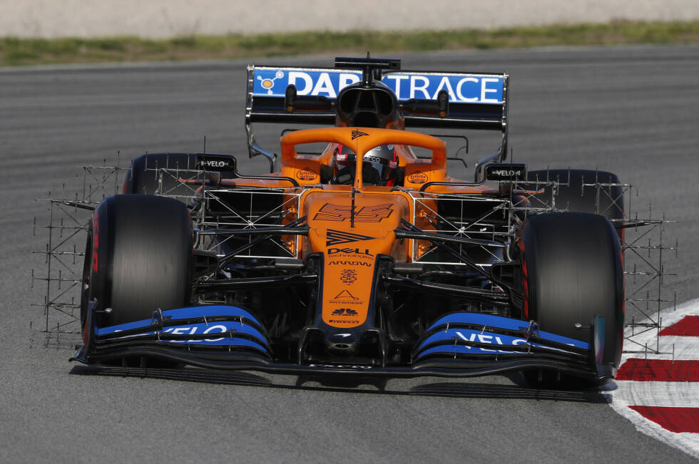 Foto zur News: McLaren MCL35: In diesem Foto ist gut zu erkennen, wie ausladend die Sensorengitter an den Formel-1-Autos sein können, hier am Beispiel des McLaren MCL35.
