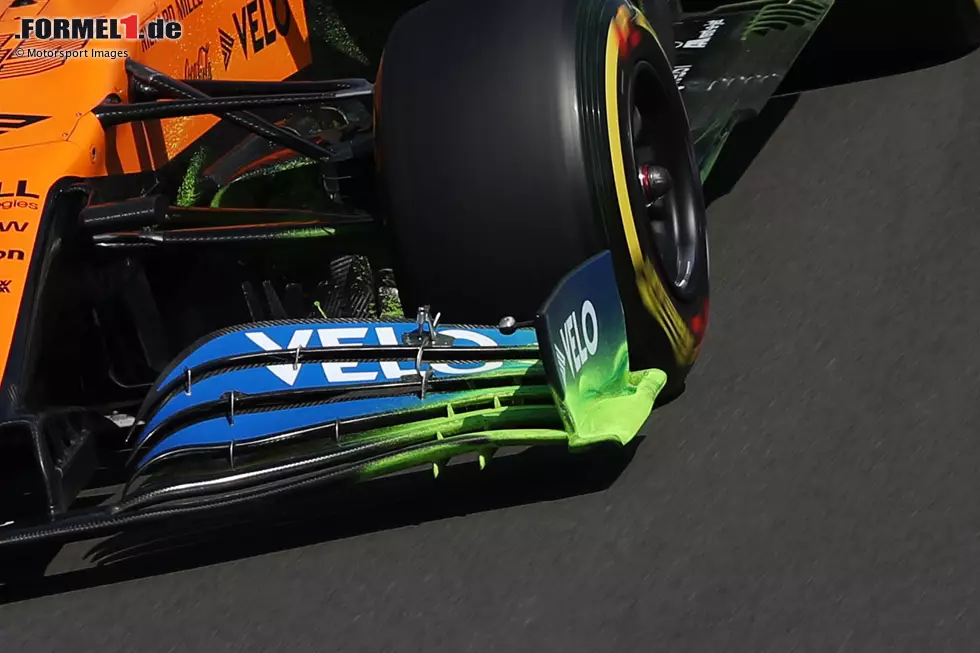 Foto zur News: McLaren MCL35: Frontflügel mit Flow-Viz