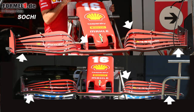 Foto zur News: Ferrari SF1000: Frontflügel-Vergleich