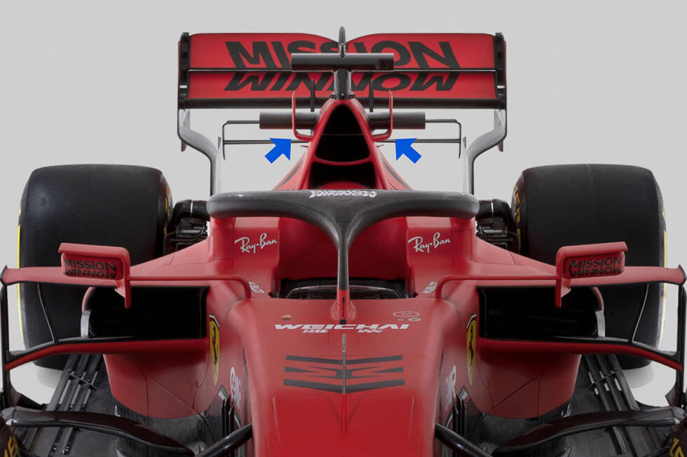 Foto zur News: Die Seitenkästen: 2017 hat Ferrari mit einer innovativen Gestaltung der Seitenkästen überrascht. Das Konzept wurde für 2020 noch einmal verfeinert - unter anderem mit Ideen von Red Bull.
