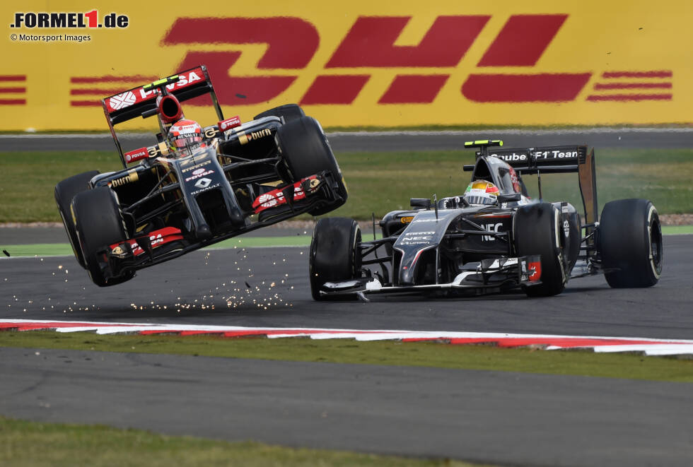 Foto zur News: Silverstone 2014: Revanche oder Zufall? Jedenfalls kommt es sechs Rennen später zu dieser Szene, bei der Gutierrez dafür sorgt, dass Maldonado im Lotus zu einem Höhenflug ansetzt!