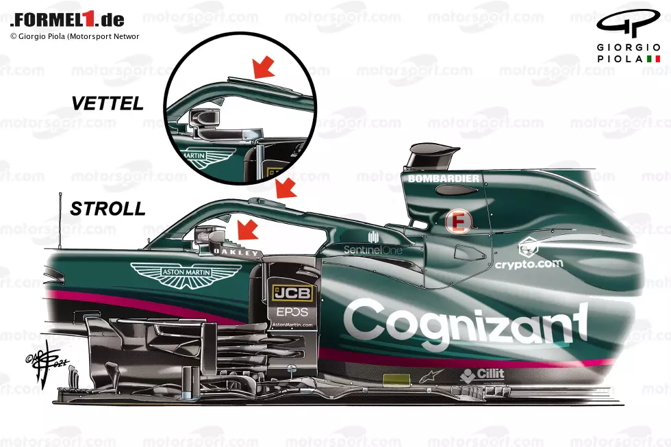 Bereits vor Österreich hat Aston Martin aerodynamische Profile im Bereich der Rückspiegel und des Halo eingeführt. Auch diese Teile hatte Lance Stroll schon vor Sebastian Vettel. Foto zur News: Bereits vor Österreich hat Aston Martin aerodynamische Profile im Bereich der Rückspiegel und des Halo eingeführt. Auch diese Teile hatte Lance Stroll schon vor Sebastian Vettel.