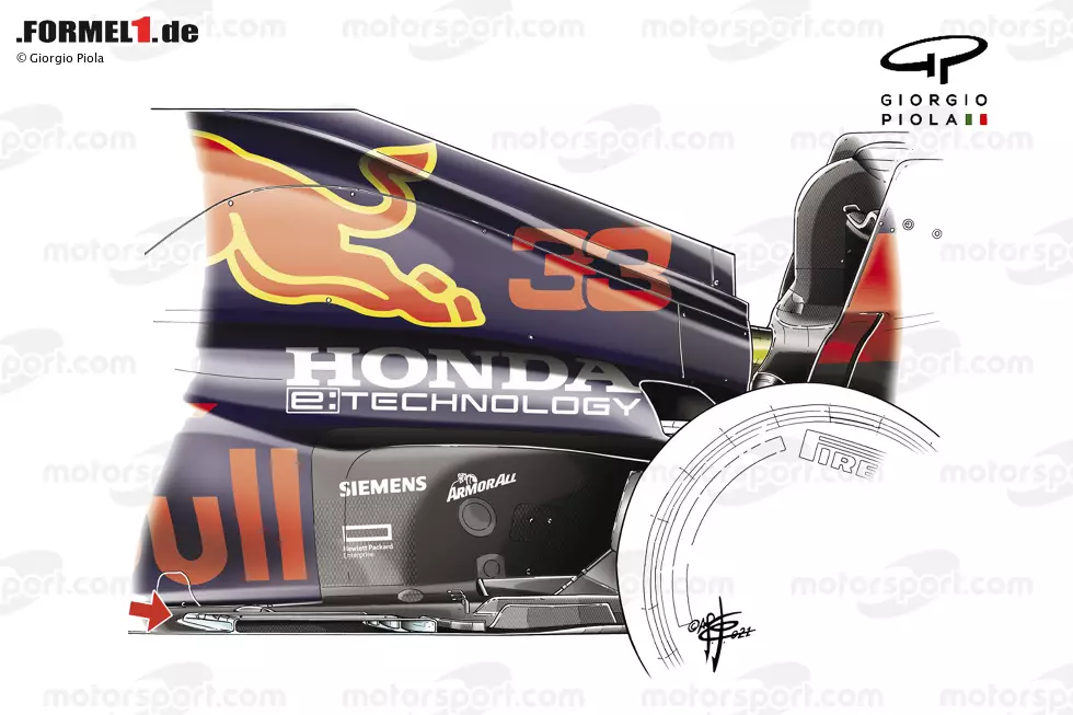 In Silverstone fügte das Team dann eine weitere Neuerung hinzu, indem es einen stufenleiterähnlichen Flügel einführte, der eine Düse erzeugt, die den Luftstrom vor der Gruppe von Streben auffächert, die sich vor dem Hinterreifen gebildet haben. Nach den erneuten Weiterentwicklungen für Belgien dürften weitere Revolutionen ausbleiben. Foto zur News: In Silverstone fügte das Team dann eine weitere Neuerung hinzu, indem es einen stufenleiterähnlichen Flügel einführte, der eine Düse erzeugt, die den Luftstrom vor der Gruppe von Streben auffächert, die sich vor dem Hinterreifen gebildet haben. Nach den erneuten Weiterentwicklungen für Belgien dürften weitere Revolutionen ausbleiben.