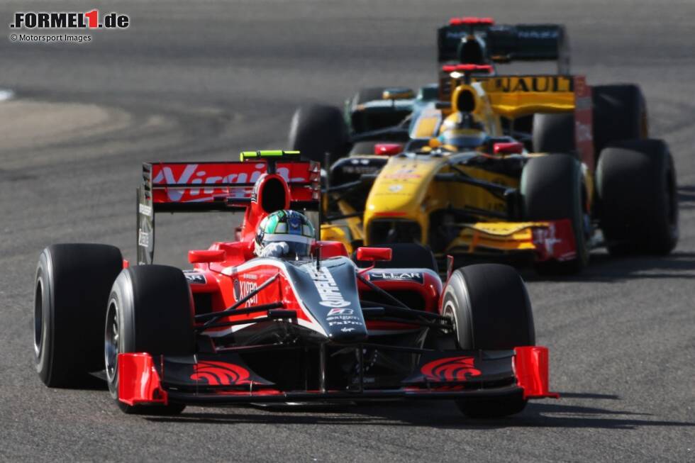 Foto zur News: #8 Lucas di Grassi - 2 Runden (Bahrain 2010): Als eines von drei neuen Teams tritt Virgin in der Formel-1-Saison 2010 an. Schon vor dem Debüt schreibt das Team Schlagzeilen. Man will das Auto rein mit CFD konstruieren, doch schnell machen Gerüchte die Runde, dass man das Rennen nicht schaffen wird, weil der Tank zu klein ist.