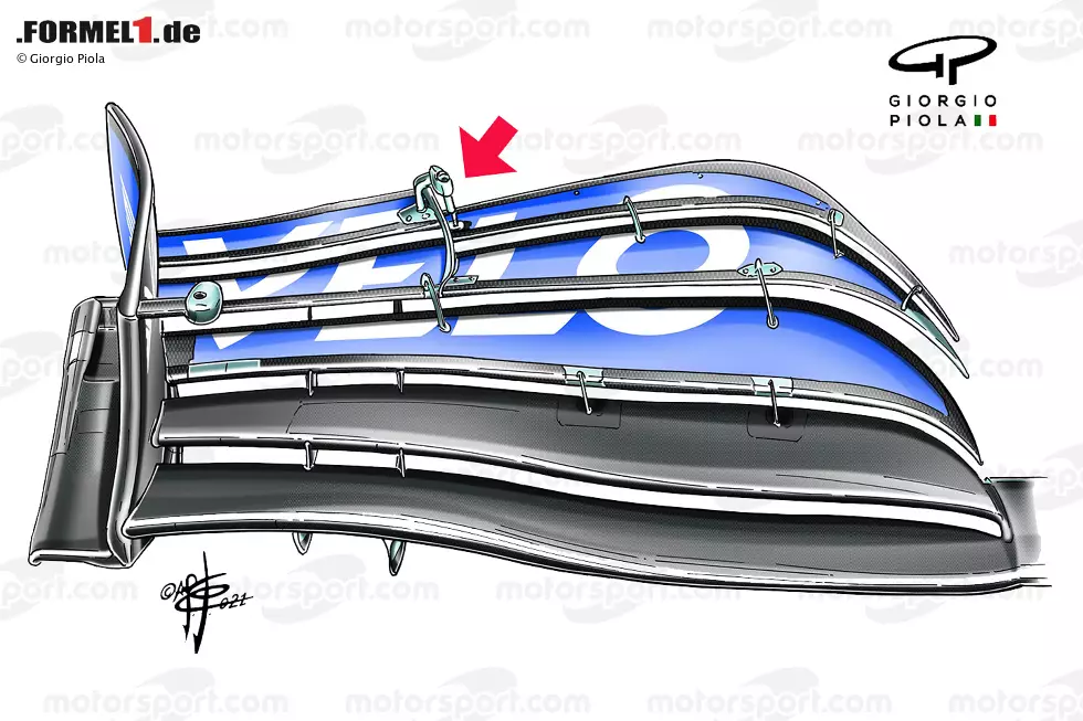 Um das Maximum aus dem MCL35M herauszuholen, hatte das Team für den Italien-Grand-Prix eine neue Front- und Heckflügelanordnung entwickelt. Beim Frontflügel ging es vor allem darum, den Ausgleichseffekt eines Heckflügels mit deutlich geringerem Abtrieb zu erzielen, wobei ein Teil des oberen Flügels weggeschnitten wurde. Foto zur News: Um das Maximum aus dem MCL35M herauszuholen, hatte das Team für den Italien-Grand-Prix eine neue Front- und Heckflügelanordnung entwickelt. Beim Frontflügel ging es vor allem darum, den Ausgleichseffekt eines Heckflügels mit deutlich geringerem Abtrieb zu erzielen, wobei ein Teil des oberen Flügels weggeschnitten wurde.