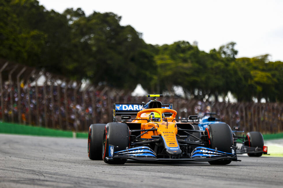 Foto zur News: Lando Norris (4): Der bessere McLaren-Fahrer in Sao Paulo, aber mit Teilschuld am Startcrash  mit Sainz im Grand Prix, was McLaren wohl gute Punkte gekostet hat. P6 im Sprint war noch solide, P10 im Rennen Schadensbegrenzung. Von ihm hat man schon deutlich Besseres gesehen.