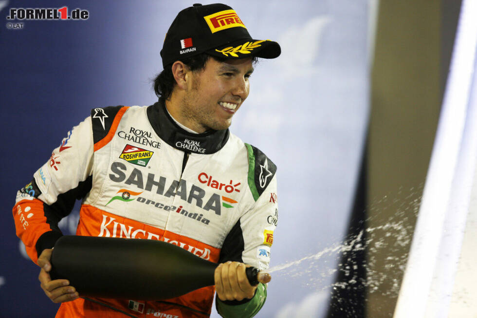Foto zur News: 4. Podium: Großer Preis von Bahrain 2014 für Force India - 3. Platz hinter Lewis Hamilton (1./Mercedes) und Nico Rosberg (2./Mercedes)