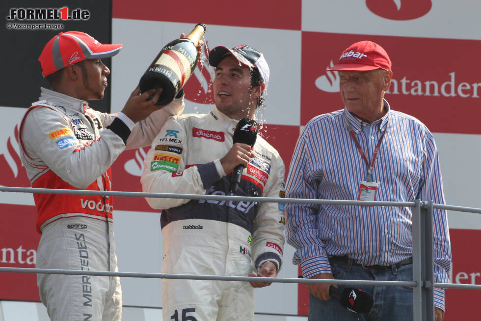 Foto zur News: 3. Podium: Großer Preis von Italien 2012 für Sauber - 2. Platz hinter Lewis Hamilton (1./McLaren) und vor Fernando Alonso (3./Ferrari)