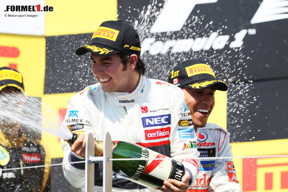2. Podium: Großer Preis von Kanada 2012 für Sauber - 3. Platz hinter Lewis Hamilton (1./McLaren) und Romain Grosjean (2./Lotus) 2. Podium: Großer Preis von Kanada 2012 für Sauber - 3. Platz hinter Lewis Hamilton (1./McLaren) und Romain Grosjean (2./Lotus)
