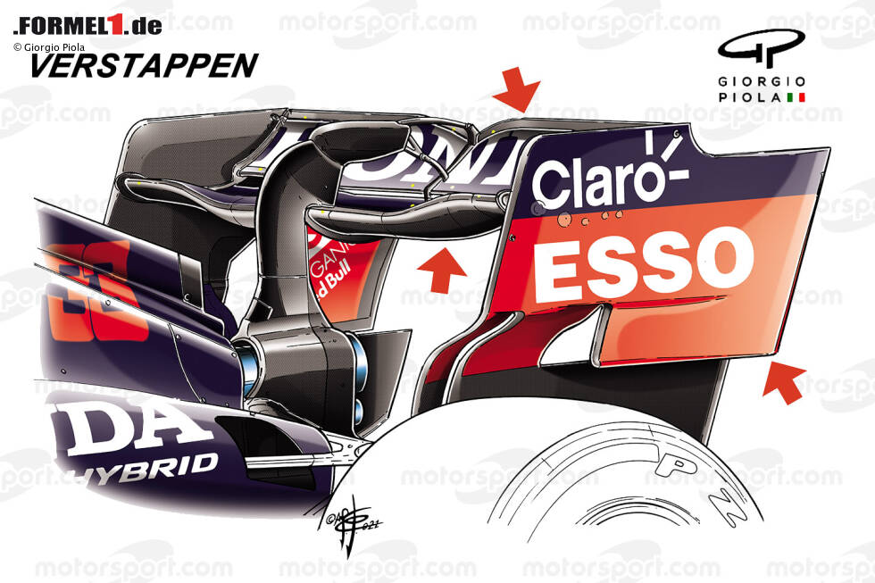 In Sotschi verpasste Red Bull Verstappen für das Rennen einen Heckflügel für geringen Abtrieb, um Verstappen den Weg durch das Feld zu ermöglichen. Auf diesem Bild ist der kleinere Heckflügel des Niederländers zu sehen. Ins Auge sticht der Gurney-Flap, um die Balance zu verbessern. Ein ähnliches Set-up wurde bereits in Baku verwendet. In Sotschi verpasste Red Bull Verstappen für das Rennen einen Heckflügel für geringen Abtrieb, um Verstappen den Weg durch das Feld zu ermöglichen. Auf diesem Bild ist der kleinere Heckflügel des Niederländers zu sehen. Ins Auge sticht der Gurney-Flap, um die Balance zu verbessern. Ein ähnliches Set-up wurde bereits in Baku verwendet.