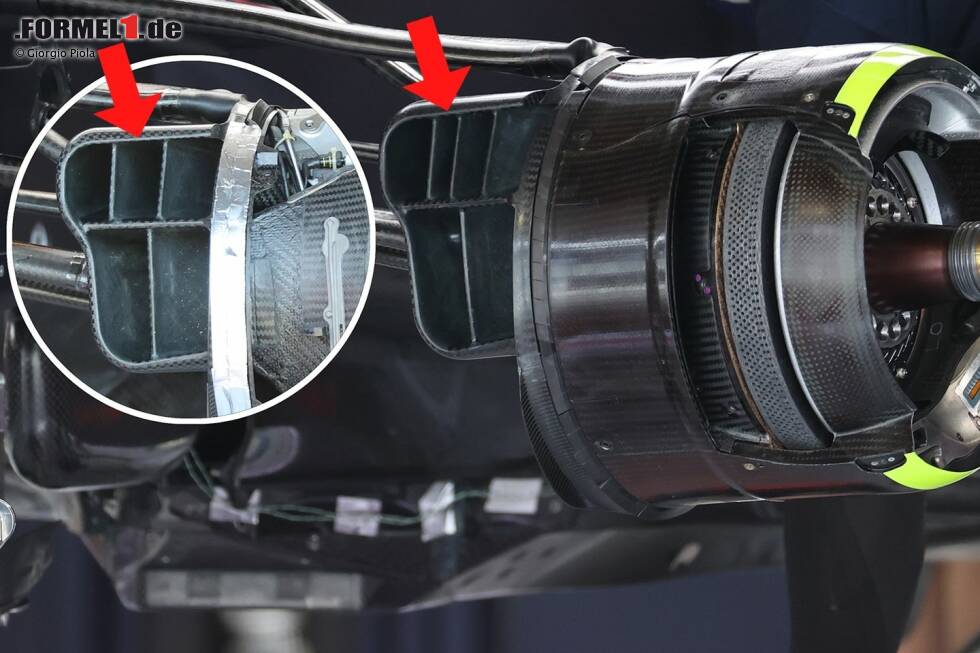 Foto zur News: Am vorderen Bremsschacht hat Red Bull im oberen Bereich eine weitere Strebe eingebaut. Der kleine Ausschnitt zeigt die bisherige Version. Mit der Neuerung will das Team die einströmende Luft noch gezielter an den Bestimmungsort lenken.