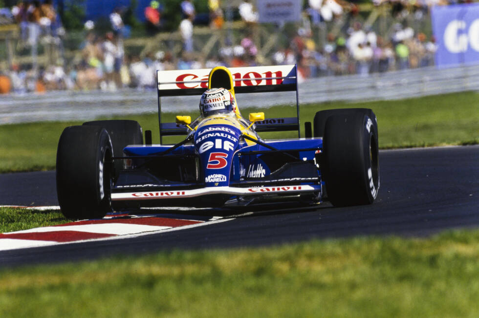 Foto zur News: Montreal 1991: Nigel Mansell sah bereits wie der sichere Sieger aus, er machte daher auf der letzten Runde langsamer und winkte zu den Fans. Doch dann das Drama: Er rollte wenige Meter vor dem Ziel aus. Inoffiziell wurde gemunkelt, dass er zu langsam gefahren war und dadurch den Motor abgewürgt hatte.