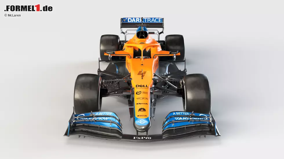 Foto zur News: Der McLaren MCL35M unterscheidet sich äußerlich vor allem an der Frontpartie stark von seinem Vorgänger. Die &quot;Knollennase&quot; gibt es nicht mehr, dafür eine rundliche Nase im Mercedes-Stil. Unterhalb der Nase sind zusätzliche Luftleitbleche dazugekommen.