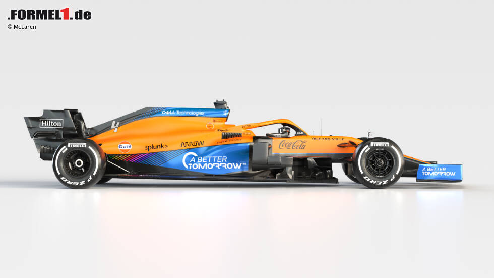 Das Farbdesign des McLaren MCL35M orientiert sich am Vorjahresauto MCL35. Der Zusatz "M" steht für Mercedes, den neuen Antriebspartner des Teams. Im Heck arbeitet nun also der aktuell (vermutlich) beste Formel-1-Motor. Das Farbdesign des McLaren MCL35M orientiert sich am Vorjahresauto MCL35. Der Zusatz "M" steht für Mercedes, den neuen Antriebspartner des Teams. Im Heck arbeitet nun also der aktuell (vermutlich) beste Formel-1-Motor.