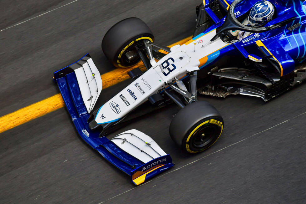 Foto zur News: George Russell (3): Monaco liegt dem Williams nicht, deshalb konnte auch der Brite dieses Mal nicht glänzen. P15 im Qualifying, P14 im Rennen. Sehr viel mehr war im Williams beim 750. Grand Prix des Teams wohl nicht drin. Für eine bessere Note war es der Mehrheit der Redaktion am Ende aber zu wenig.