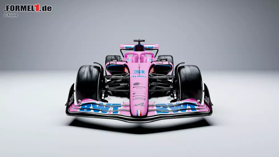 Foto zur News: ... Alpine hatte am Ende noch ein zweites Farbdesign parat, in Rosa! Bei den beiden ersten Saisonrennen geht das Team in dieser Farbgebung an den Start, um die neue Partnerschaft mit Sponsor BWT zu bewerben. Die Unterschiede der beiden Designs ...