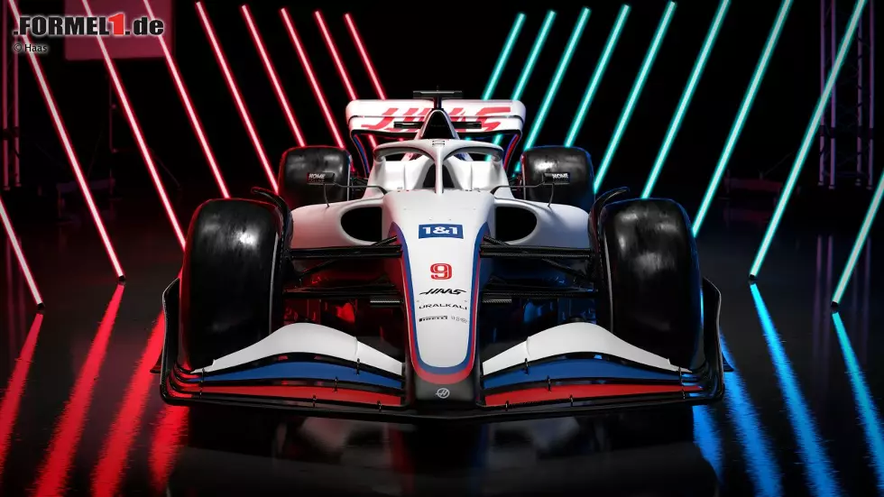 Foto zur News: Als erstes Team hat US-Rennstall Haas seine neuen Farben für die Formel-1-Saison 2022 präsentiert: So wird der Haas VF-22 von Mick Schumacher und Nikita Masepin in diesem Jahr aussehen! Aber ...