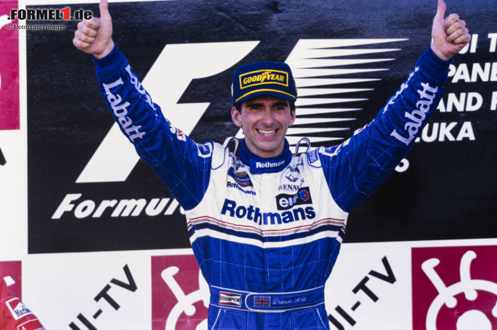 Foto zur News: #8: Auch Damon Hill kommt 1996 in seinem Titeljahr auf die gleiche Bilanz: Für Williams siegt er bei 8 von 16 Rennen und erreicht damit ebenfalls eine Siegquote von 50 Prozent.