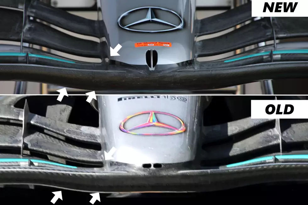 Foto zur News: Mercedes W13: Frontpartie-Vergleich neu/alt