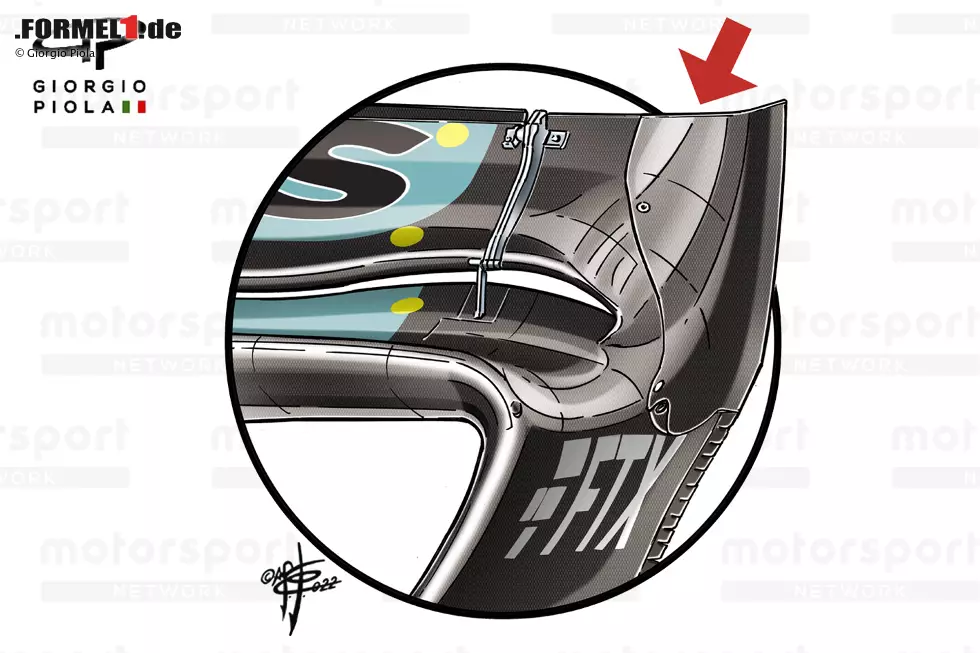 Die Mercedes-Konstrukteure haben sich bei den Änderungen am Heckflügel für Frankreich anscheinend ein Beispiel an Alpine genommen, denn der Heckflügel des W13 hatte nicht den üblichen Ausschnitt in der oberen hinteren Ecke. Foto zur News: Die Mercedes-Konstrukteure haben sich bei den Änderungen am Heckflügel für Frankreich anscheinend ein Beispiel an Alpine genommen, denn der Heckflügel des W13 hatte nicht den üblichen Ausschnitt in der oberen hinteren Ecke.