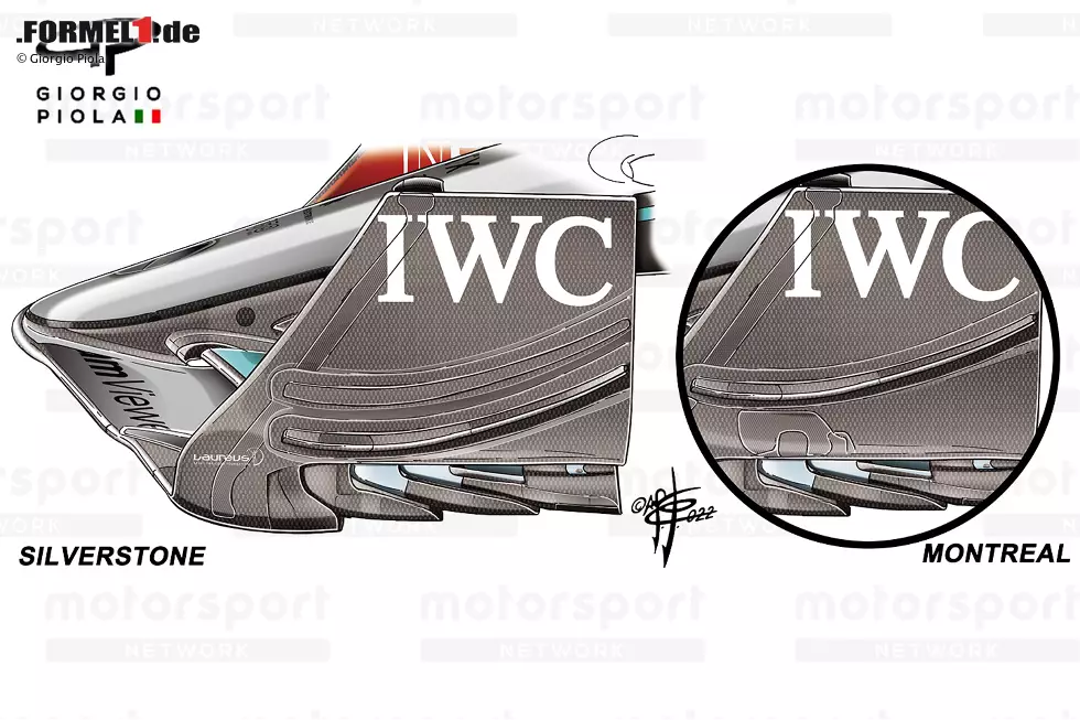 Im Rahmen der Weiterentwicklung der Frontflügelendplatte änderte das Team in Silverstone die Position des Leitflügels, indem es ihn in Richtung des geschlitzten Bereichs neben den Flaps absenkte. Foto zur News: Im Rahmen der Weiterentwicklung der Frontflügelendplatte änderte das Team in Silverstone die Position des Leitflügels, indem es ihn in Richtung des geschlitzten Bereichs neben den Flaps absenkte.