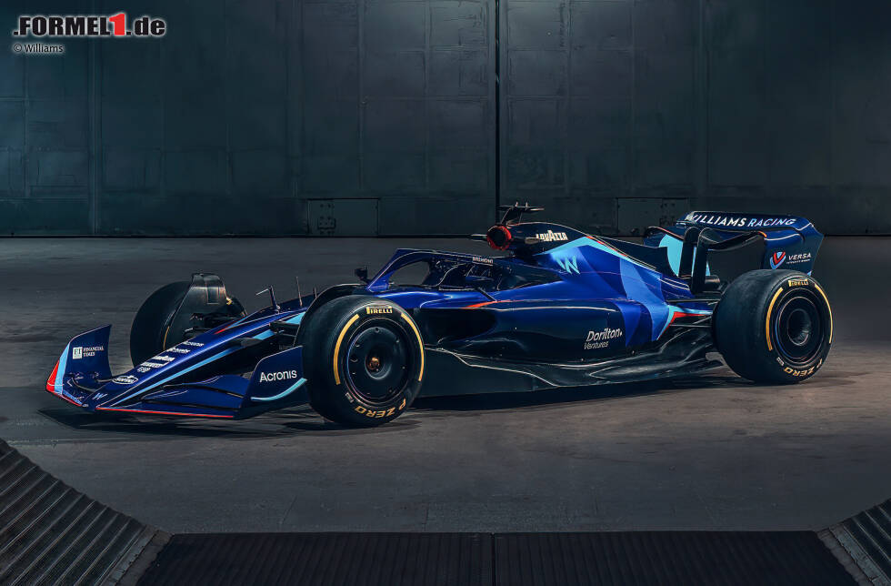 Foto zur News: Williams hat passend zum neuen Farbdesign auch neue Sponsoren präsentiert, das Fahrzeug aber wirkt immer noch vergleichsweise &quot;leer&quot;. Interessant ist in jedem Fall, dass ...