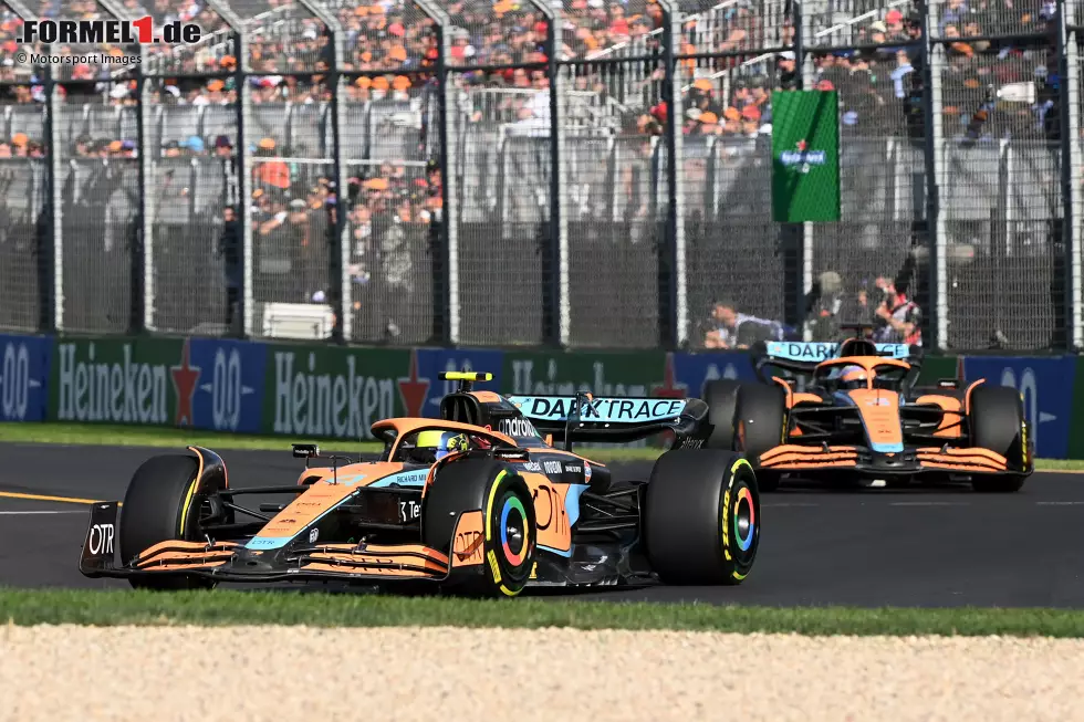 Lando Norris (2): Etwas schneller als der Teamkollege, daher gibt's auch die etwas bessere Note. Mit P4 im Qualifying hat er sogar überperformt, am Sonntag war P5 dann das Maximum, weil Mercedes im Rennen einfach zu schnell war. Mehr war nicht drin. Eine gute Leistung. Foto zur News: Lando Norris (2): Etwas schneller als der Teamkollege, daher gibt's auch die etwas bessere Note. Mit P4 im Qualifying hat er sogar überperformt, am Sonntag war P5 dann das Maximum, weil Mercedes im Rennen einfach zu schnell war. Mehr war nicht drin. Eine gute Leistung.